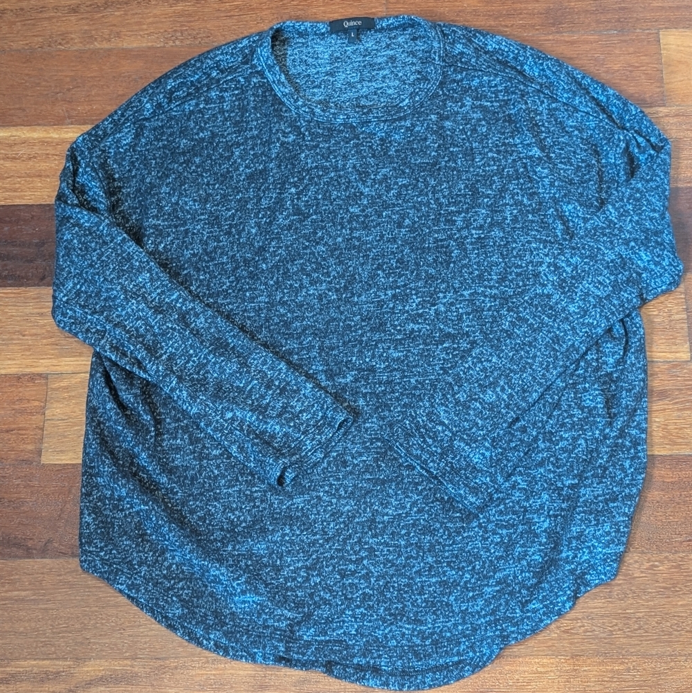 Quince Heathered Black Crewneck Sweater Lounge Shirt Size Large